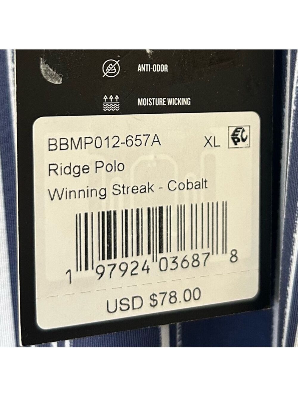 Bad Birdie Winning Streak Polo Mens XL Cobalt Blue Golf Performance NWT - Picture 5 of 5